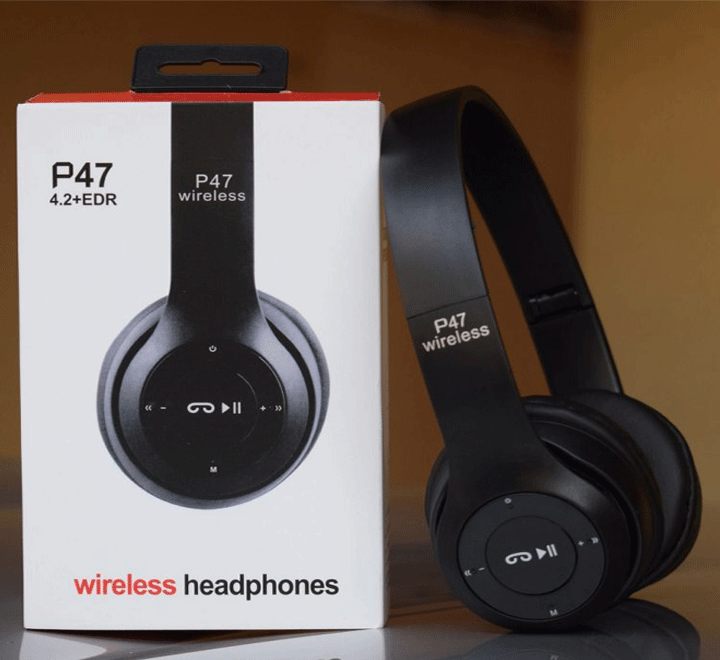 P47 Wireless Headset Bluetooth Foldable On-Ear Headphone (Connect with All Smart Cell Phones / Laptops / Computer Systems)